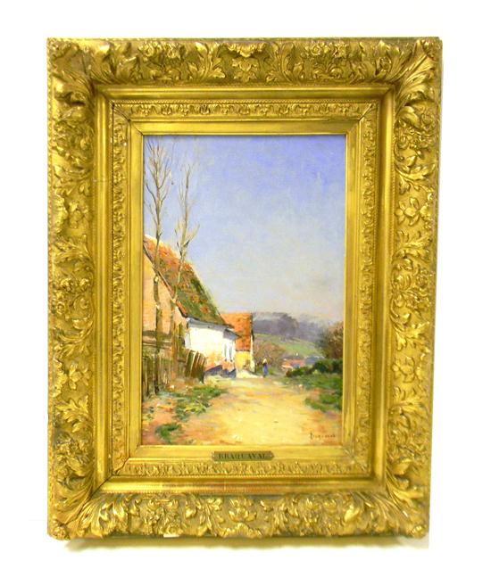 Appraisal: Louis Braquaval French - oil on canvas impressionistic scene showing