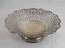 Appraisal: A silver pierced dish on pedestal foot Sheffield x cm