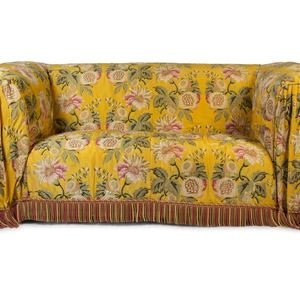 Appraisal: A Pair of Silk Upholstered Couches TH CENTURY Height x