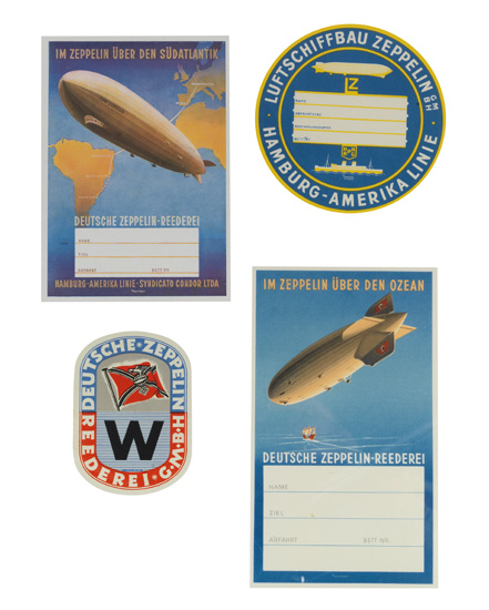 Appraisal: ZEPPELIN Group of luggage labels for use on zeppelins including