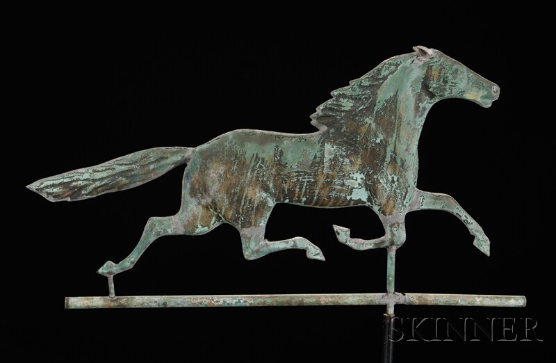 Appraisal: Molded Copper and Zinc Running Horse Weathervane America late th