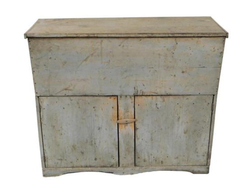 Appraisal: Dough box Pennsylvania th C pine original grey paint lift