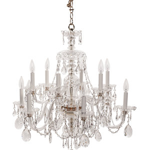 Appraisal: A Georgian Style Cut Glass Twelve-Light Chandelier th Century Height