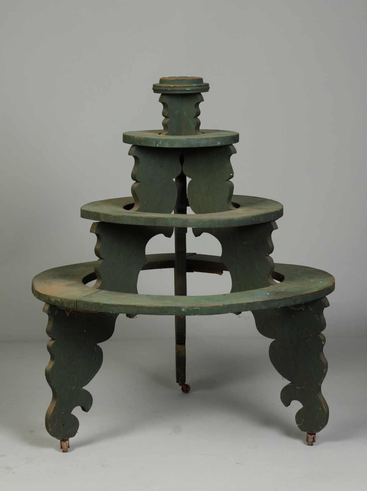 Appraisal: Late th Early th Cent Round Green Painted Plant Stand