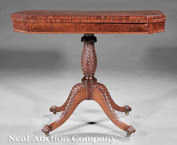 Appraisal: A Fine Pair of American Classical Carved Mahogany Games Tables