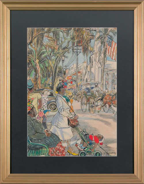 Appraisal: Feodor Rojankovsky Russian American - mixed media street scene signed