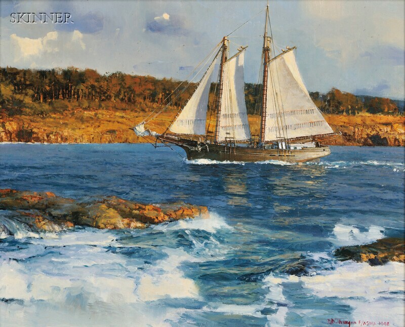 Appraisal: David Thimgan American - Galatea Entering Mendocino Bay Signed and