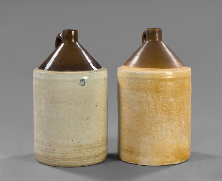 Appraisal: Two American Stoneware Jugs the first a provincial brown and