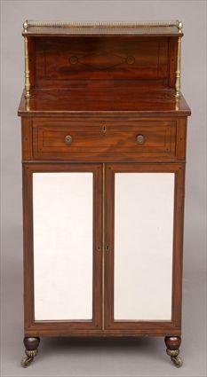 Appraisal: REGENCY MAHOGANY SMALL SECRETAIRE The superstructure with -galleried shelf on