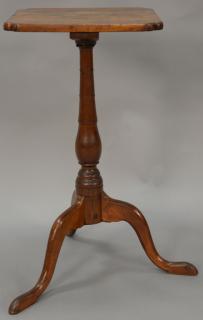 Appraisal: Federal cherry candlestand with shaped top over turned shaft set