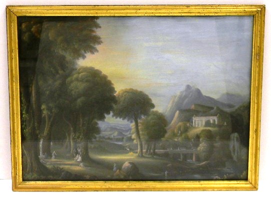 Appraisal: th C pastel on paper children playing in park with