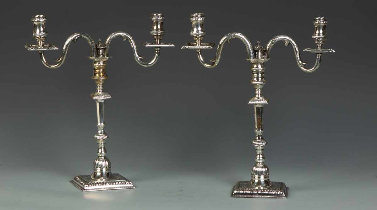 Appraisal: Pair of Silver Candelabras Pair of Silver Candelabras Weighted Ht