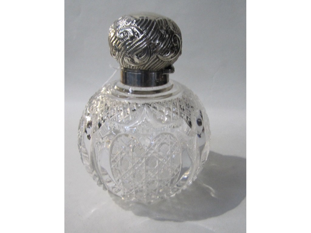 Appraisal: Silver topped and cut glass scent bottle Chester