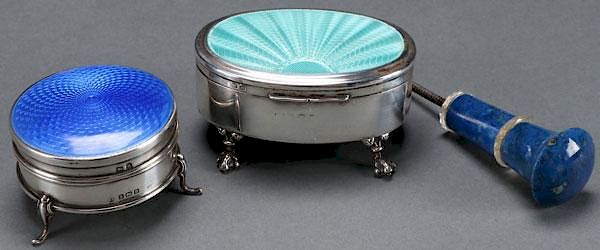 Appraisal: A PAIR OF ENGLISH SILVER AND GUILLOCH ENAMEL BOX A