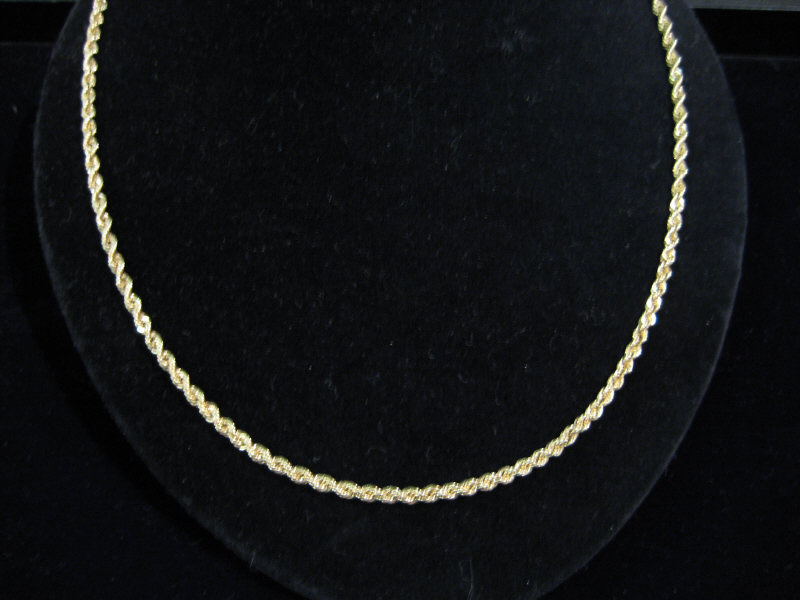 Appraisal: GOLD ROPE CHAIN k yellow gold rope chain inch length