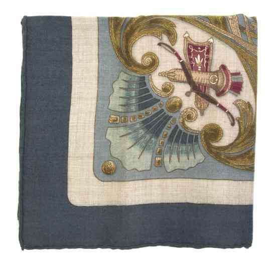 Appraisal: An Hermes Cashmere Silk Scarf in a 'Cheval Turc' motif