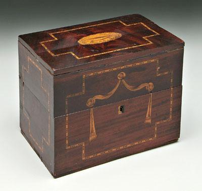 Appraisal: Late th century spirits case inlaid mahogany case with swag