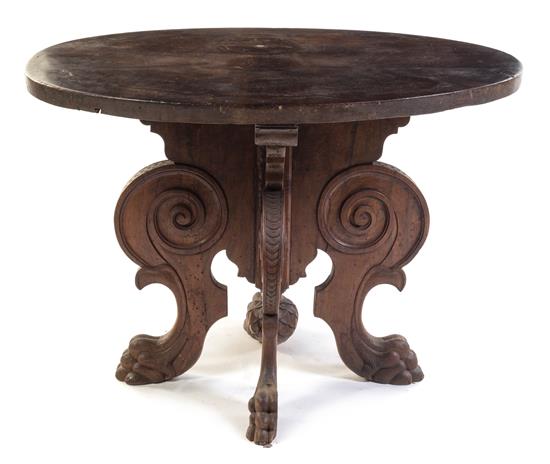 Appraisal: Sale Lot An Italian Renaissance Style Center Table incorporating th