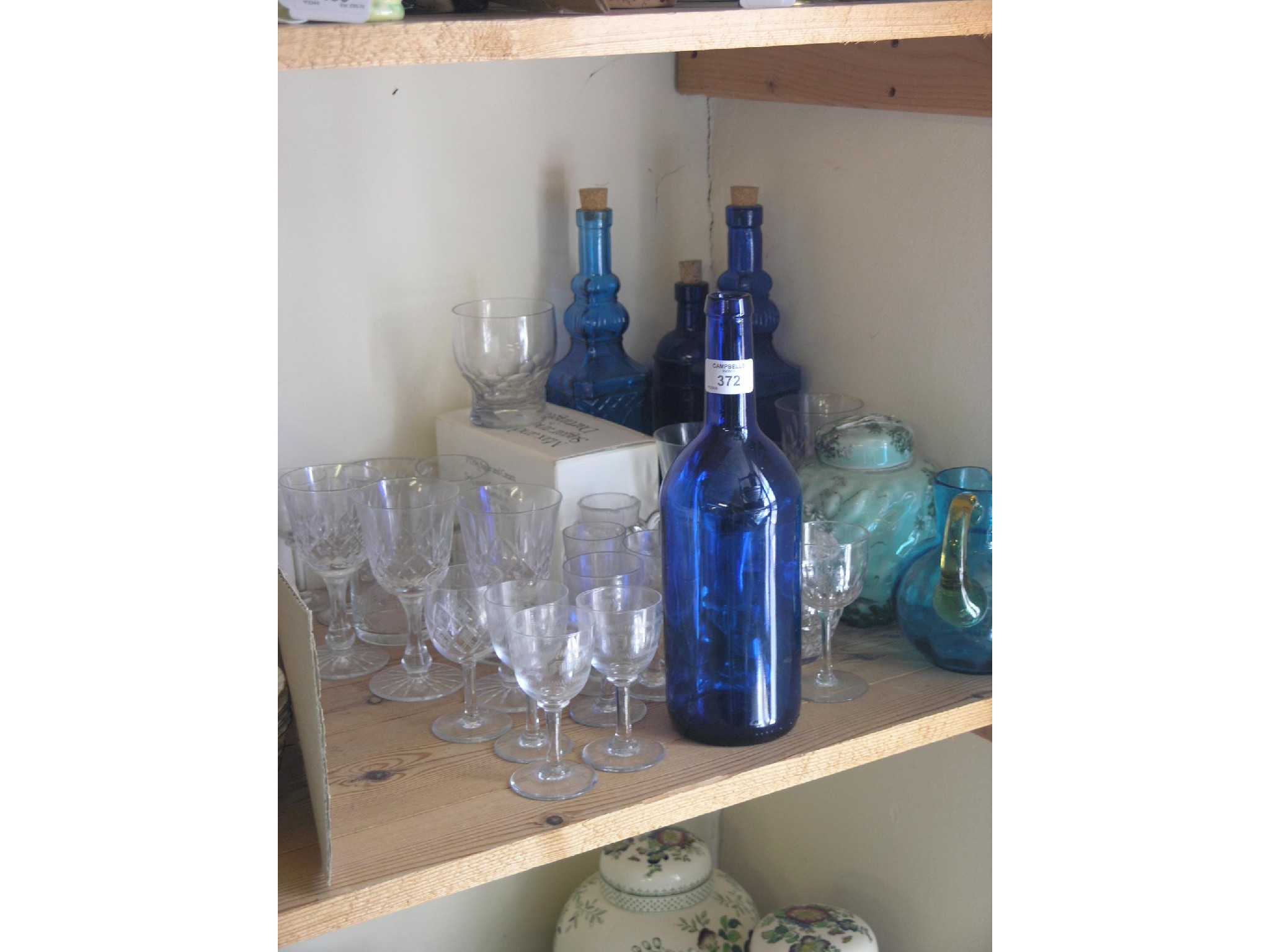 Appraisal: A small quantity of drinking glassware three glass bottles etc