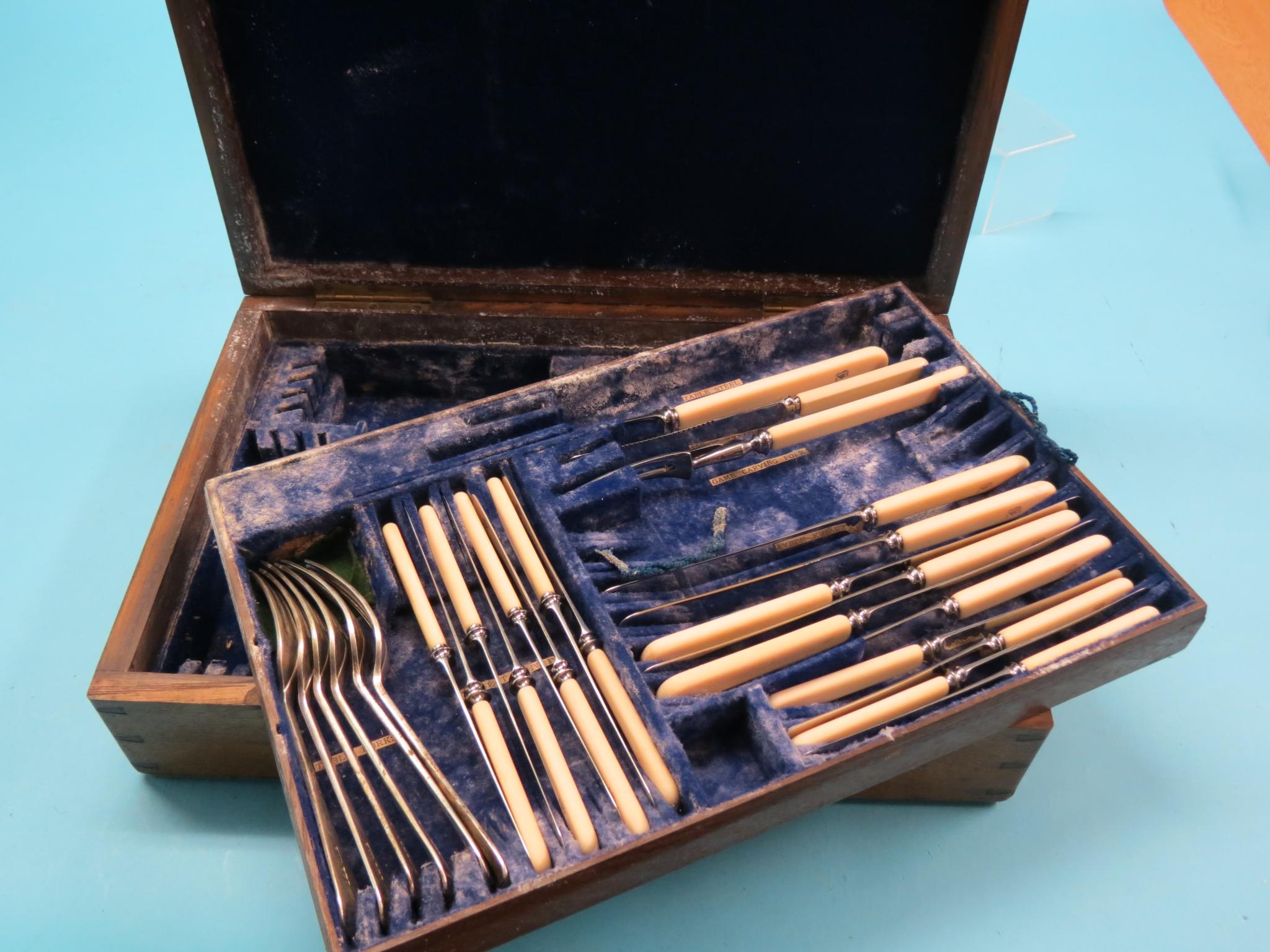 Appraisal: A canteen of silver cutlery thirty-four silver items Hanoverian pattern