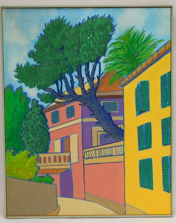 Appraisal: Francesco Carbone Street View Landscape Painting Francesco Carbone Street View