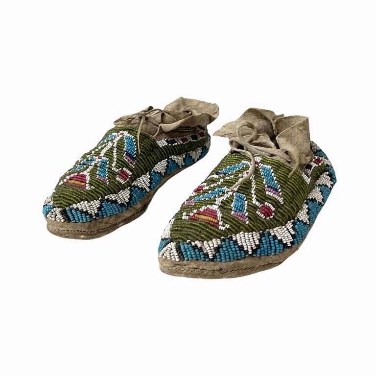 Appraisal: Authentic Rawhide Soles Northern Plains Moccasins Authentic Rawhide Soles Northern