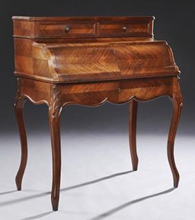 Appraisal: French Louis XV Style Carved Walnut Secretary t French Louis