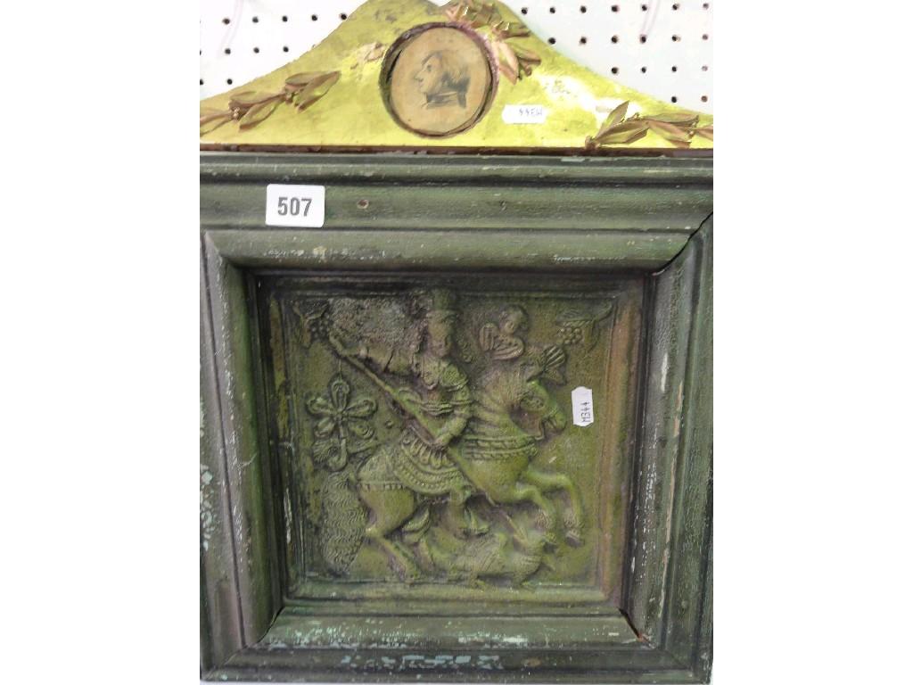 Appraisal: A green glazed tile of St George slaying the dragon