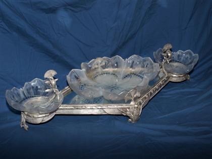 Appraisal: English silver plated mirrored plateauelkington co late th century