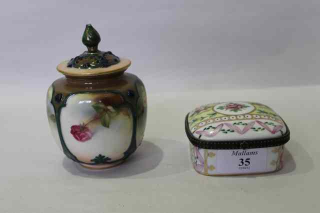 Appraisal: A ROYAL WORCESTER PORCELAIN SMALL POT POURRI with painted panels