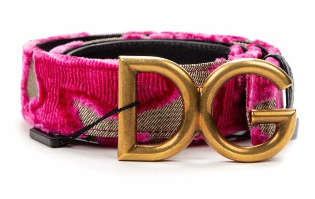 Appraisal: Dolce Gabbana belt in rose velvet and black leather with