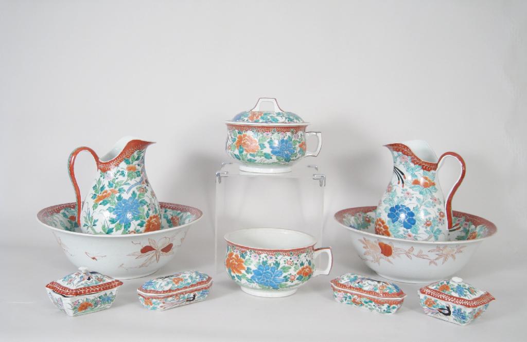 Appraisal: A late th Century Imari Toilet Set with exotic floral