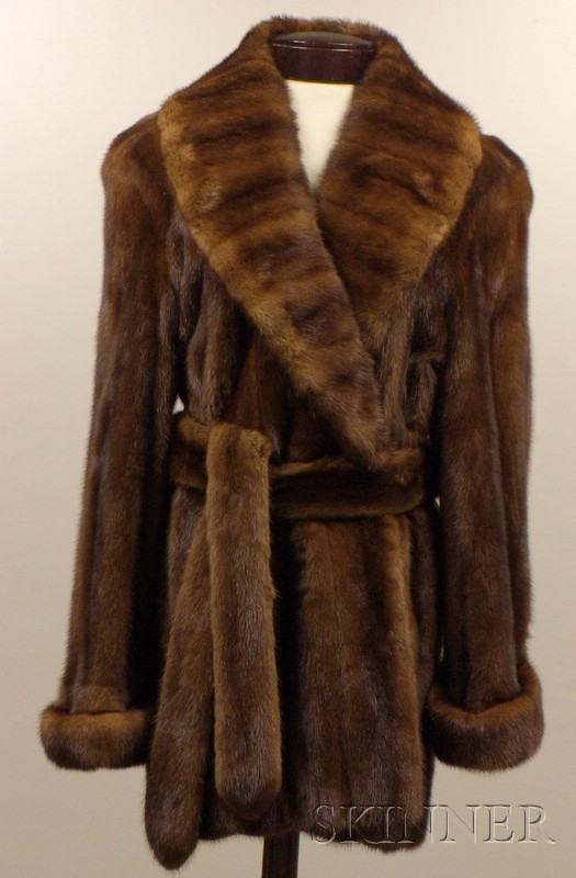 Appraisal: Valentino Mink Cape Collared Belted Jacket s labeled with Neiman