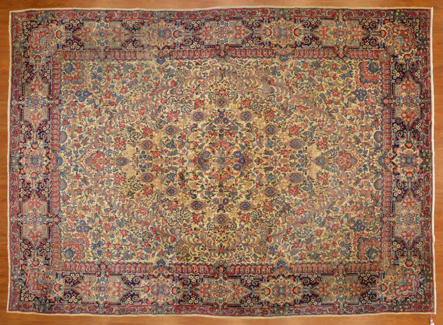 Appraisal: Antique Kerman carpet approx x Persia circa Condition Has some