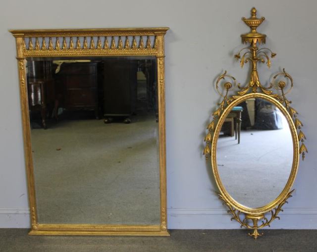 Appraisal: Two Classical Style Vintage Gilt Frame Mirrors From an East