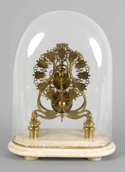 Appraisal: French Skeleton Clock With Dome Description th century Fusee chain