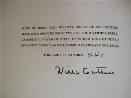 Appraisal: vols Cather Willa The Novels Stories Boston Houghton Mifflin -