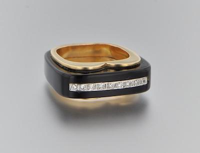 Appraisal: An Interesting Diamond Onyx and Gold Ring k yellow gold