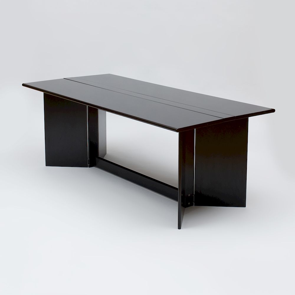 Appraisal: Black Lacquer Drop Leaf 'Talo' Dining Table x x in