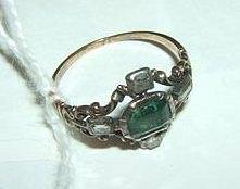 Appraisal: An antique emerald and diamond set ring