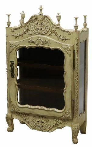 Appraisal: Louis XV style diminutive display case modeled as panetiere or