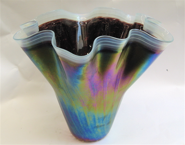 Appraisal: ARTIST SIGNED ART GLASS VASE in the manner of Dale