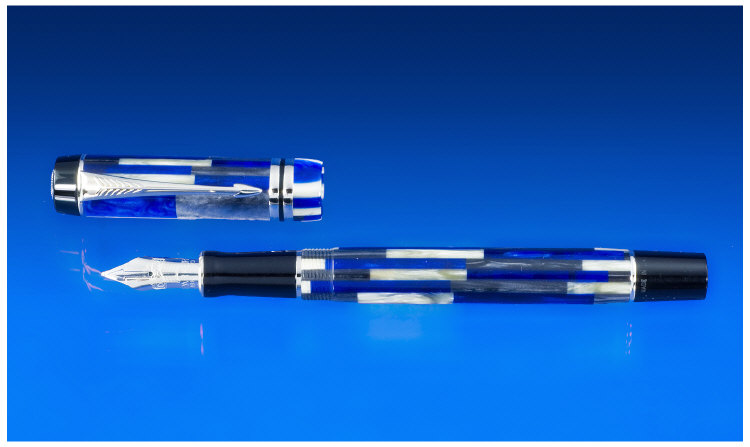 Appraisal: A Parker International Mosaic Pen Eng In blue grey pearl