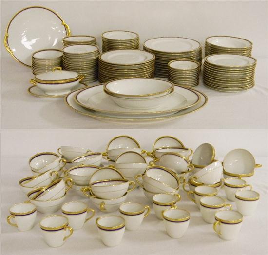 Appraisal: Limoges dinnerware cobalt and acid etched gilt band on rims