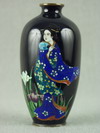 Appraisal: VASE - FINE CLOISONNE MINIATURE VASE WITH OPEN BLACK BACKGROUND