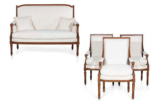 Appraisal: A four piece suite Louis XVI style seat furniture A