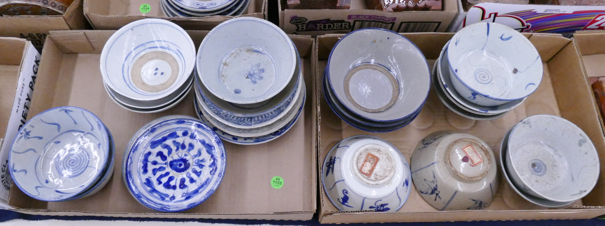 Appraisal: Boxes Chinese Kitchen Qing Rice Bowls and Dishes- pc