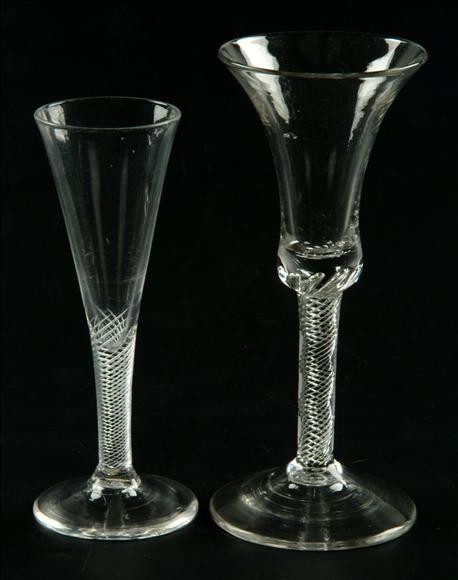 Appraisal: Two airtwist wine glasses comprising an example with bell bowl