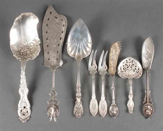 Appraisal: Eight American sterling and coin silver serving pieces by various