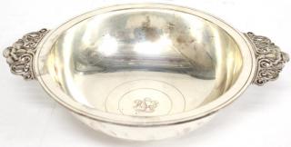 Appraisal: Tiffany Co Sterling Handled Porringer Sterling silver monogrammed RLF to